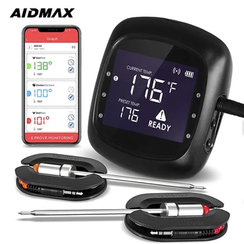 AidMax PRO05 Цифров 6 Сонди Термометър За Месо Кухня Безжичен Обезщетения За Готвене, Барбекю Храна Термометър Bluetooth Фурна, на Скара Термометър