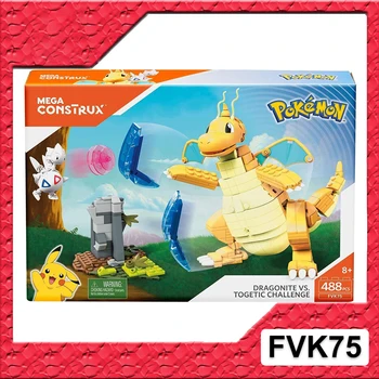 MEGA Construx 488 БР. Pokemon Dragonite Vs Togetic Предизвикателство Строителни Блокове Дракон Играчки за Деца за Рожден Ден, Подарък за Коледа FVK75