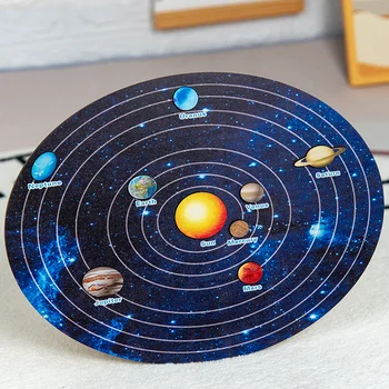 Детска играчка Слънчевата Система Дъска Пъзели Дървени Играчки Монтесори Космически Планетата Пъзели Игри Слънце Земята е Наука, която разработва Играчка
