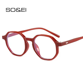 SO & EI Модни Полигональные Дамски слънчеви Очила в Рамки, Реколта Прозрачни Очила с анти-Blu-Ray Лещи, Мъжки слънчеви Очила с желеобразной оптични рамки, компютърни Очила