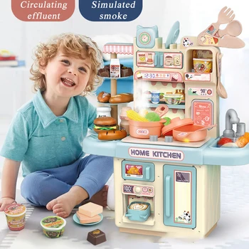 Детска кухня играчка моделиране голям размер семейство момчета и момичета електрически спрей циркулационни вода набор за приготвяне на храна подарък