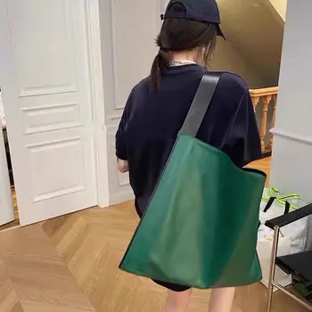 Дамска чанта-тоут 2022, Нова Лятна Мода Квадратна Ежедневни Проста Однотонная Мека Чанта На Рамото си Голям Капацитет, Bag-чанта 0