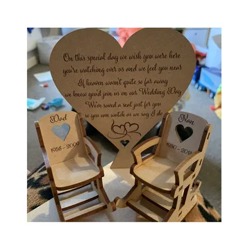 Персонални Дървена Люлеещ се Стол с Паметник във формата на Сърце, Сватбена Украса, Любими на Небето, Коледен Подарък за Парти