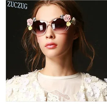 Обемна Рози Слънчеви Очила в стил барок Дамски Слънчеви Очила Lentes Oculos Gafas De Sol Feminino Люнета Soleil Цветя, Слънчеви Очила Mujer