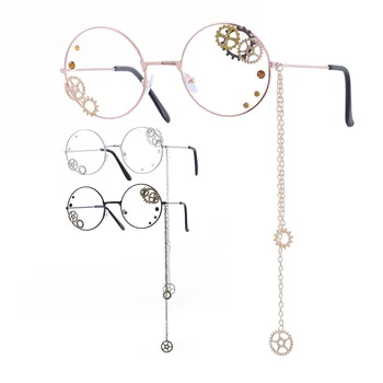 Рамки За Очила В Стил steampunk, Дамски Ретро Прозрачни Очила Ръчно изработени, Реколта Кръгли Очила От Оптично Стъкло, Рамки Oculos Gafas De