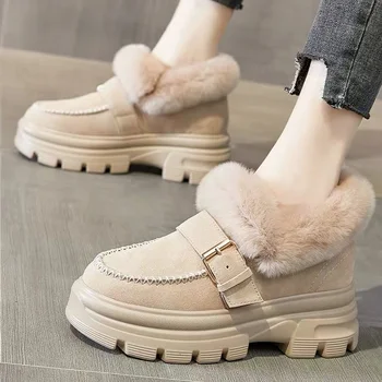 Новост зимата 2021 г.; дамски зимни обувки; обувки на платформа дамски модни топли ботильоны от памук размер плюс; сладък дамски обувки; ботильоны