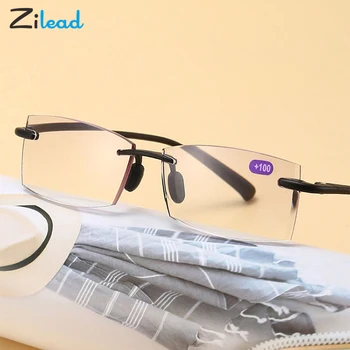 Зилеад+1.0 1.5 2.0 2.5 3.0 4.0 Анти-синя Светлина Очила За Четене Реколта Без Рамки Прозрачни Лещи Квадратни Пресбиопические Унисекс слънчеви Очила
