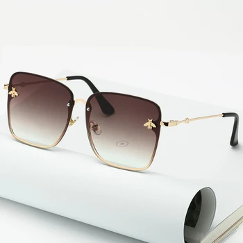 ретро Слънчеви Очила с големи рамки, Мъжки И Дамски маркови дизайнерски Модерни Ретро Градиентные Слънчеви Очила, Мъжки Сини Слънчеви Очила С Големи Рамки, Реколта UV400