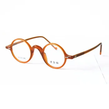 Реколта Малки Кръгли Рамки За Очила 38 мм С Пълна Рамки Оранжево Злато За Мъже И Жени Rx е в състояние да
