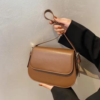 Чанти за Жени 2022, Новата есенно-зимна модна чанта-месинджър с едно рамо, мека кожена чанта, ретро-седельная чанта, Портмоне, Чанта