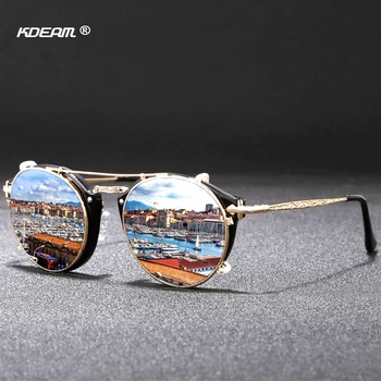 Модни Кръгли Слънчеви Очила В Метални Рамки UV400 KDEAM, Мъжки и Дамски Слънчеви Очила в стил Steampunk, Ретро, За Шофиране, Нюанси С Безплатна Предавателна