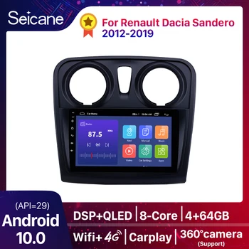 Seicane 9 инча Автомобилен Мултимедиен Плейър 2 din Android 10,0 За Renault Dacia Sandero 2012 2013 2014 2015-2020 Поддръжка на Камерата за Обратно виждане
