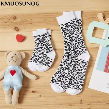 Облекло за мама и мен, Модерни Ежедневни Чорапи с леопардовым принтом За майка, дъщеря и син на възраст от 0 до 3 години, едни и същи семейни чорапи от чесаного памук
