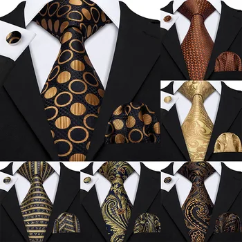 Златни Мъжки Вратовръзки 100% Коприна Жакард Тъкани, 7 Цвята, Обикновен Вратовръзки За мъжете, Сватба, Бизнес, Вечерни, Бари.Набор от Връзки Wang 8,5 см за врата GS-07