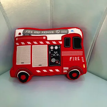 Модерен дизайн възглавница за пожарна машина, качествена Бродерия, детска кола възглавници, памучен възглавница за гърба на момчето, стерео меки възглавници за легло