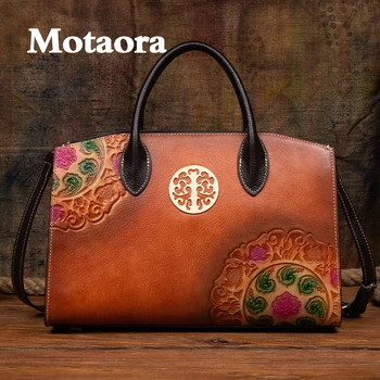 MOTAORA Реколта дамска кожена чанта в класически Стил, с Модерна дамска чанта-месинджър с едно рамо, женствена чанта За телефон от телешка кожа