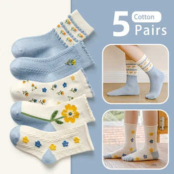 2022 Есенни и зимни Памучни чорапи за момичета в гората, детски чорапи, Дантелени чорапи за момичета, попадат средни и големи Чорапи