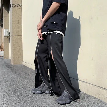Панталони Мъжки High Street Модерен Дизайн с цип отпред Летни Тънки Ежедневни Джобове с Завязками Универсална широки Дрехи Harajuku Kpop