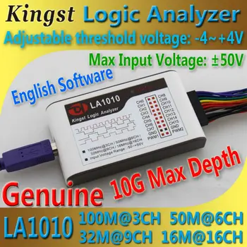 Kingst LA1010 USB Логически анализатор на 100 М максимална честота на дискретизация, 16 канала, 10B проби, MCU, ARM, FPGA инструмент за отстраняване на грешки в софтуер на английски