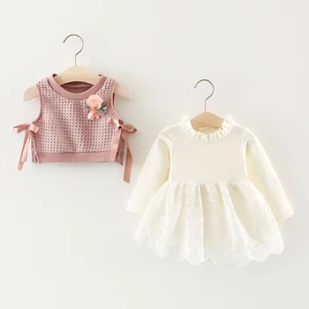 Рокля за малки момичета 2022 г., есенно-зимно Бельо Принцеса рокля с дълги ръкави, пола, за рожден Ден, Детски Дрехи, детска Рокля от 0 до 2 години