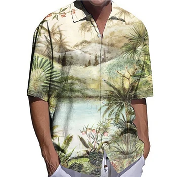 Модерен Мъжки Ризи, Ежедневни Риза Оверсайз, Блузи с Къс Ръкав С Инфинити Принтом, Мъжки Дрехи, Хавайски Празник Жилетка, Блуза от Висок клас