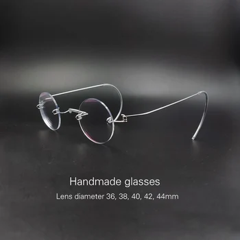 Ретро-ръчно изработени кръгли очила без рамки, за късогледство рецепта Реколта безвинтовые малки кръгли оптични очила без рамки glasse