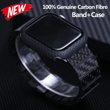 100% Истински Каишка от Въглеродни Влакна За Apple Watch Ultra 49 мм 45 мм и Каишка + Калъф, изработени От Въглеродни Влакна iWatch Series 8 7 Гривна от висок Клас