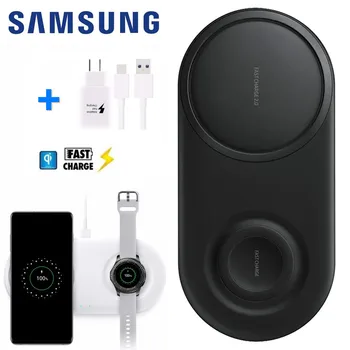 Samsung ЕП-P5200 2в1 Бързо Безжично Зарядно устройство Duo Pad за Galaxy S9/S10/s20/S21 NOTE 20 ultra Watch S2/3 часа с пътно зарядно устройство