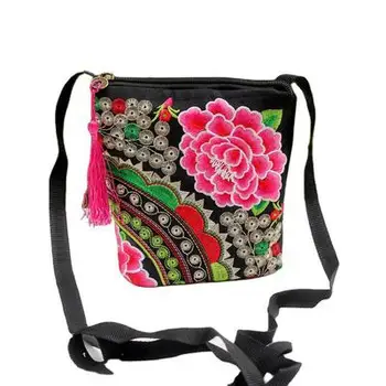 Дамски чанти за пазаруване с многоцветни бродерии в национален стил!Приятни щампи, женски Мини Ежедневни чанти през рамо, Лидер на продажбите, холщовая чанта-переноска 0