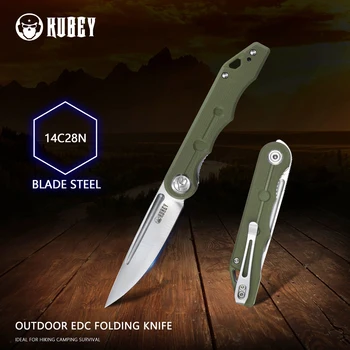 Нож KUBEY Mizo KU2101, EDC и джобен нож с 3.15 инчов нож 14C28N и ръкохватка G10 за тактически оцеляване и активна почивка.