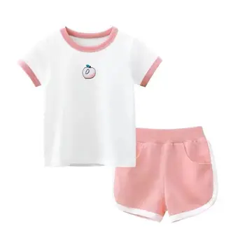 Комплекти детски дрехи за момичета 2022 г., Лятна детска Памучен тениска + Шорти, Комплекти за спортни облекла от 2 теми За облекло, Детски дрехи