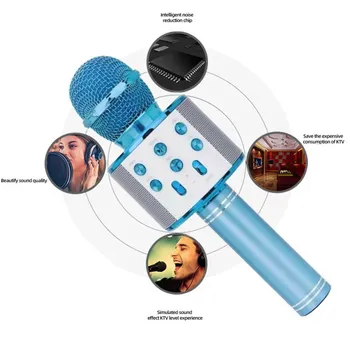 Професионален Детски Подарък Bluetooth Безжичен Микрофон за Караоке Говорител KTV Музикален Плеър, който пее Записващо устройство Ръчен Микрофон Продажба