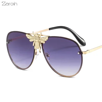 Модни Слънчеви Очила Pilot, Дамски Очила с Големи Рамки, Ретро Слънчеви Очила Bee, Мъжки Луксозни Маркови и Дизайнерски Очила с UV400, Слънчеви Очила