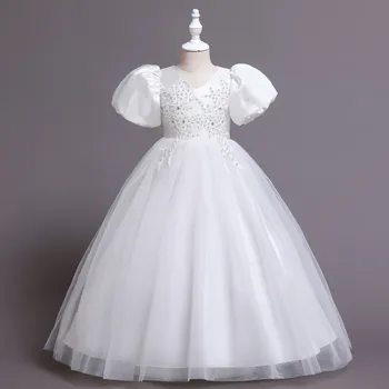 Лятна рокля За Момичета от 10 до 12 години На Рожден Ден, в Елегантна Бяла Рокля на Принцеса За Шаферките, Комплекти, Бебешки Дрехи За модния Подиум, Подарък За Дете
