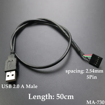 1БР USB 2.0 Тип A Мъжки към дънната платка 5-Пинов Хост-адаптер Стъпка 2.54 мм Заглавието на дънната Платка Адаптер Кабел за пренос на данни