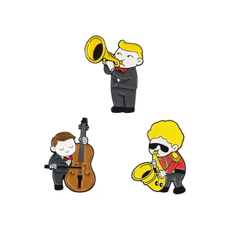 Музикална Група Эмалевая Жени Модни Брошка Чело Саксофон Тръба Музикален Инструмент Икона на Гърдите Карикатура на Бижута, Подаръци за Приятели 0