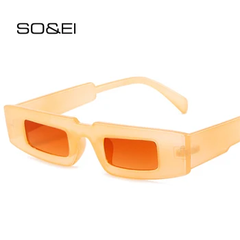 SO & EI Ins-Популярните Модни Малки Правоъгълни Слънчеви Очила Дамски Желеобразные Цветни Нюанси UV400 Мъжки Супени Градиентные Слънчеви Очила Котешко Око