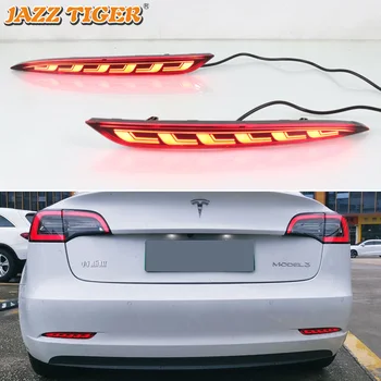 Светлини задна Броня За модел на Tesla 3 2016 2017 2018 - 2022 Led Индикатори за Динамично мигач Спиране на Автомобила Рефлектор Спирачки Противотуманная на Прожекторите