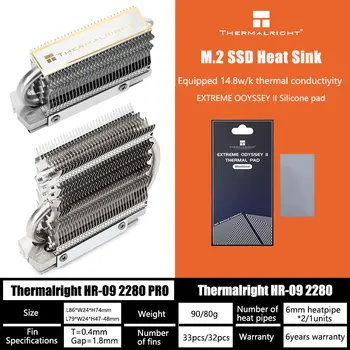 Thermalright HR-09 2280 М 2 SSD Твърд диск Радиатор С Пълно Покритие Оплавлением AGHP Топлинна Тръба Двупластова Термопанель