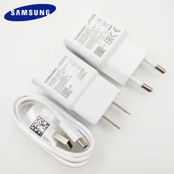 Оригинален Samsung ЕП-TA200 ЕС САЩ Бързо Зарядно Устройство за Бърз Пътен Адаптер 120 см USB Type C Кабел За Galaxy S10 S10E A21S M31S A12 A20S