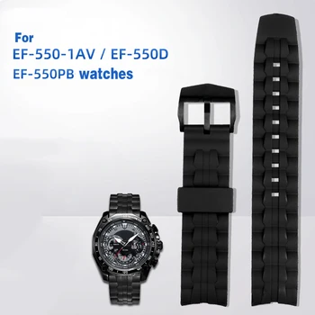 Гумена каишка За часовник Casio EF-550 Edifice Series Гумена Каишка от Смола 22 мм черен гривна гривна