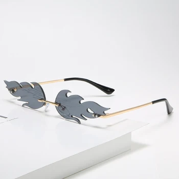 Слънчеви Очила без рамки, с Блясък за Жени и Мъже, Модни Слънчеви Очила с Защита от UV400, Малки Слънчеви Очила 0