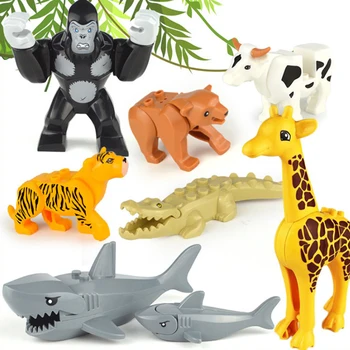Това е една Продажба на Градската Зоологическа градина Динозавър Диви Морски Животни Фигурки на Героите Съвместими Класически Строителни Блокове Базова Плоча DIY Играчки За Деца