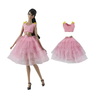 Розов комплект дрехи/топ + пола, рокля/дрехи, летни дрехи облекло За 30 см BJD Xinyi FR ST Кукла Барби