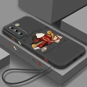 Карикатура Хари Потър Сладък Калъф За Телефон Samsung Galaxy S22 S21 S20 S9 S10 Ultra Plus Pro FE Течност Левица Въже под Формата На Миди на Кутията