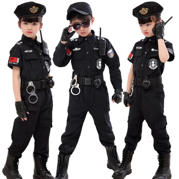 Детска Пътна Специална Полиция Хелоуин Карнавальная Парти Представа Полицейска Формата на Децата Армейските Костюми за Cosplay Момчета 110-160 см