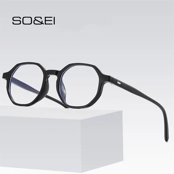 SO & EI Модни Полигональные Дамски слънчеви Очила в Рамки, Реколта Прозрачни Очила с анти-Blu-Ray Лещи, Мъжки слънчеви Очила с желеобразной оптични рамки, компютърни Очила 1