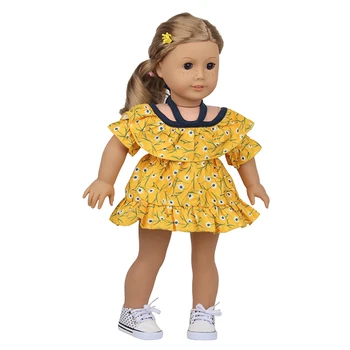 43 см нови Дрехи за Кукла Baby Born, Жълта Рокля-комбинация от 18 