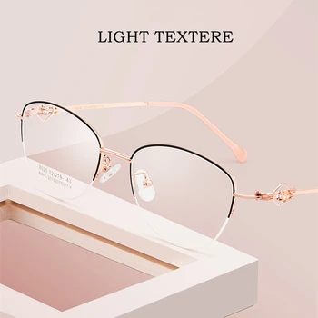 YIMARUILI Дамски слънчеви Очила в полурамке с Анти-синя светлина, Ретро, ултра-леки Метални Модерни Оптични Очила по Рецепта, Дограма 8025Z 1