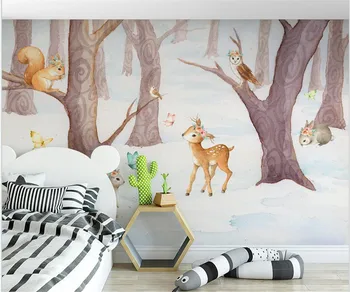 Потребителски тапети скандинавски карикатура на животните гора телевизор детска стая фон на стената дневна спалня 3d тапети 1
